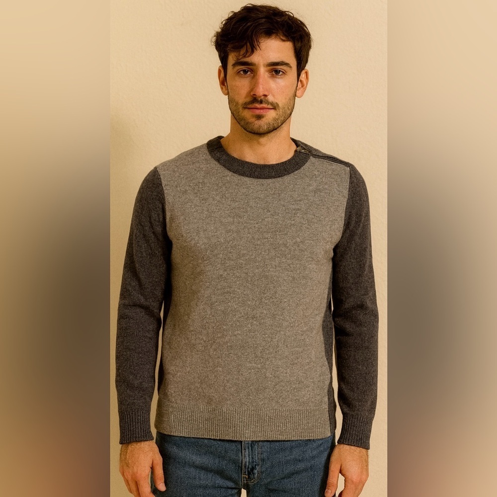 J Crew 1/4 Zip Sweater Men Size Medium Gray Slim 100% Merino Wool Casual Preppy